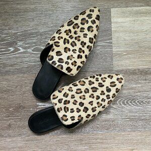 Leather Leopard Slides